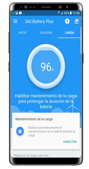 Interfaz de 360 Battery Plus