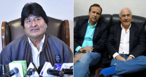 Evo Morales y los expresidente Jorge Tuto Quiroga y Andrés Pastrana