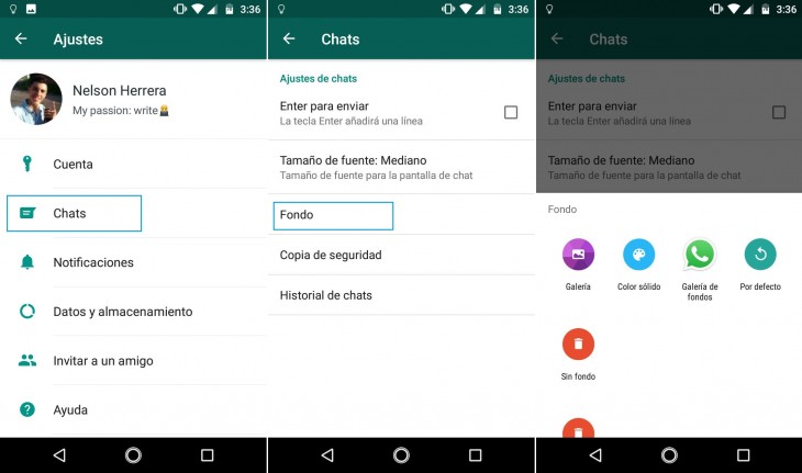Pasos para cambiar el fondo de los chats en WhatsApp