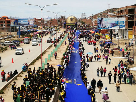 El punto de inicio de la bandera de la reivindicación marítima en El Casco del Minero en Oruro.