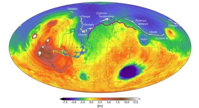 En Magenta, la orilla que se ha encontrado en Tharsis. (Nature)