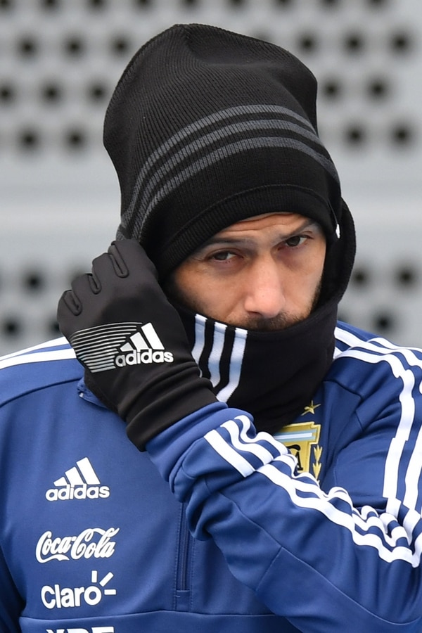 Javier Mascherano durante el entrenamiento que la Selección llevó a cabo en Manchester (Foto: AFP)