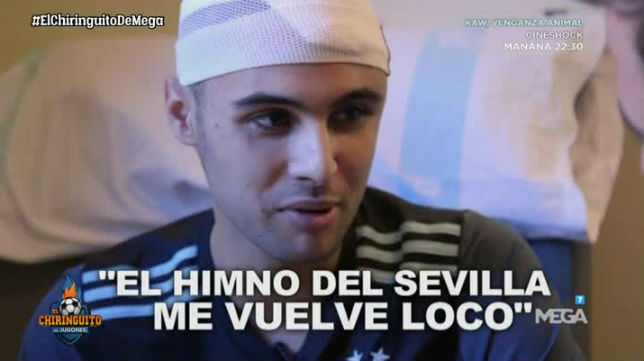 Francesc Peralta, jugador del Mequinenza CD, habla del himno del Sevilla (El Chiringuito)