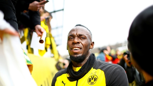 Usain Bolt fue la gran atracción de la práctica del Borussia Dortmund (REUTERS/Thilo Schmuelgen)
