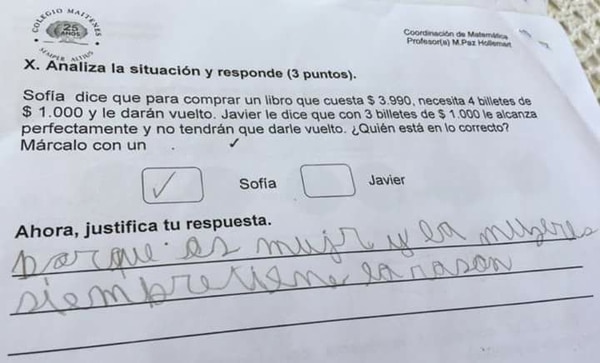 La foto del problema matemático en una escuela de Melipilla
