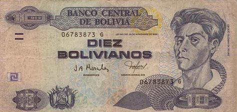 El billete actual de 10 bolivianos. En abril comenzará a circular la nueva versión.