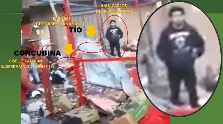 El sospechoso está parado cerca de su concubina, que todavía estaba con vida. | Policía boliviana