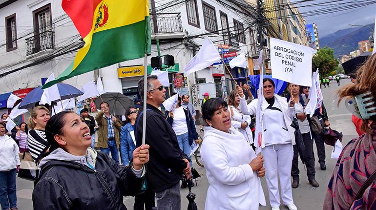 Una marcha contra el Código Penal y la Autoridad de Salud en la sede de Gobierno, en enero. | Daniel James
