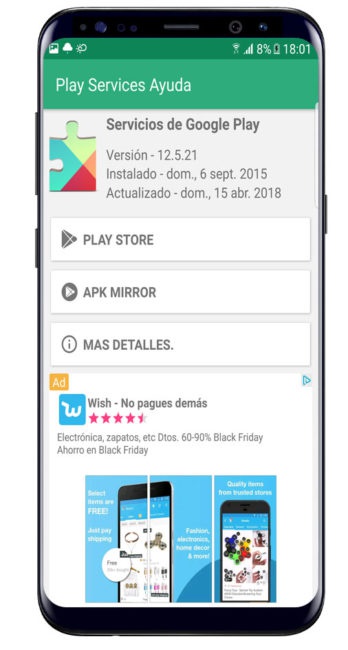 Interfaz de Play Services Ayuda