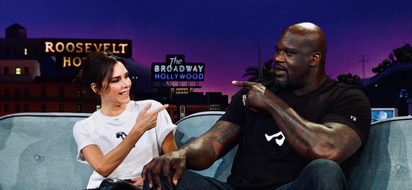 O’Neal participó del show nocturno de James Corden junto a la diseñadora Victoria Beckham