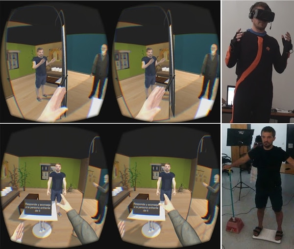 Las pantallas muestran la interacción de VReflect.Me, con Sigmund Freud. (melslater.me)