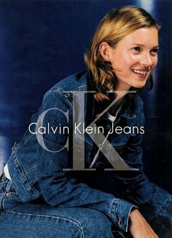 Kate Moss, icono de la moda de 1990, en su campaña para CK unisex