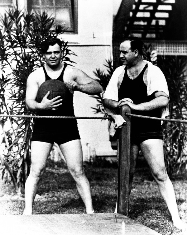 Capone junto al boxeador Jim Braddock en su casa de Palm Island hacia fines de la década del veinte