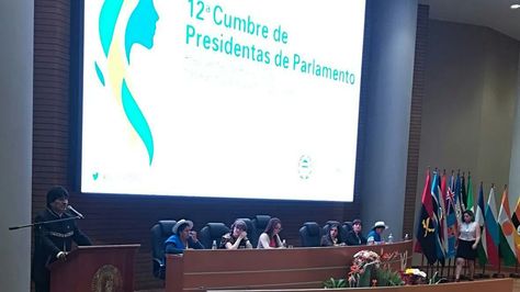 El presidente Evo Morales en la inauguración de la XII Cumbre de Presidentas de Parlamentos. Foto:Ministerio de Comunicación