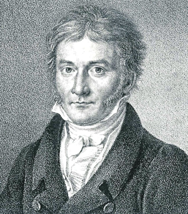 Gauss a los 50 años en en retrato publicado en el Astronomische Nachrichten en 1828