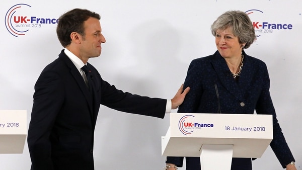 Emmanuel Macron y Theresa May en la primera conferencia de prensa conjunta después del Brexit