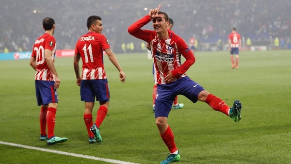 Griezmann festeja el primero de sus dos goles ante el Olympique de Marsella en la final de la Europa League (Reuters)
