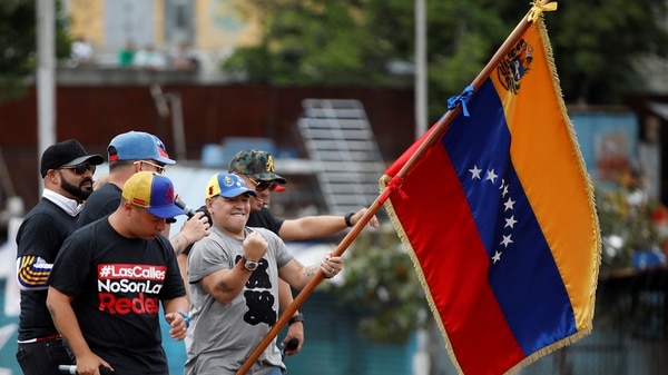 Maradona se presentó para apoyar a Maduro (Reuters)