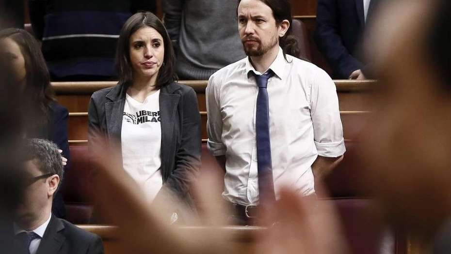 Pareja. El secretario general de Podemos, Pablo Iglesias, y su esposaa y portavoz del partido en el Congreso de los Diputados, Irene Montero.