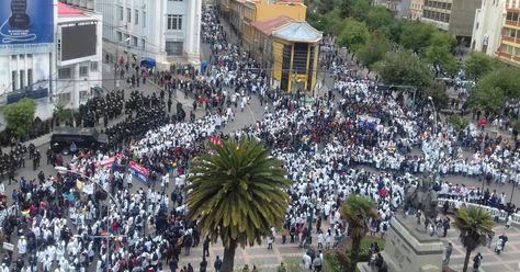 La marcha de los "mandiles blancos" como parte del paro médico. Foto: José Lavayen
