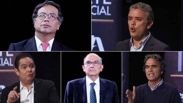 Los candidatos presidenciales mejor ubicados en las encuestas: Gustavo Petro, Iván Duque, Germán Vargas Lleras, Humberto de la Calle y Sergio Fajardo.