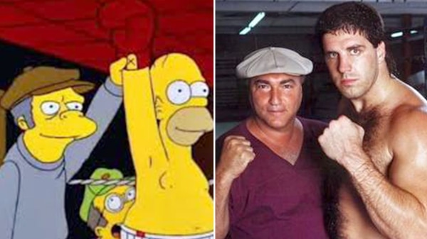 Moe y Homero se asemejan al entrenador Vinnie Vecchione y el boxeador McNeeley