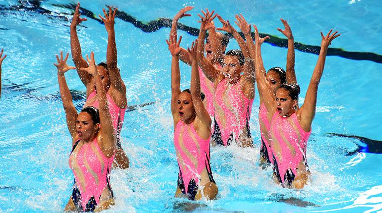La rutina técnica del equipo colombiano, ayer. | Daniel James