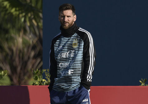 Lionel Messi en el entrenamiento de este martes en Ezeiza. Foto: AFP