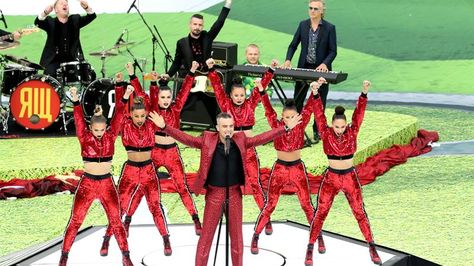 El cantante inglés Robbie Williams en la inauguración del Mundial de fútbol Rusia 2018. Foto: EFE
