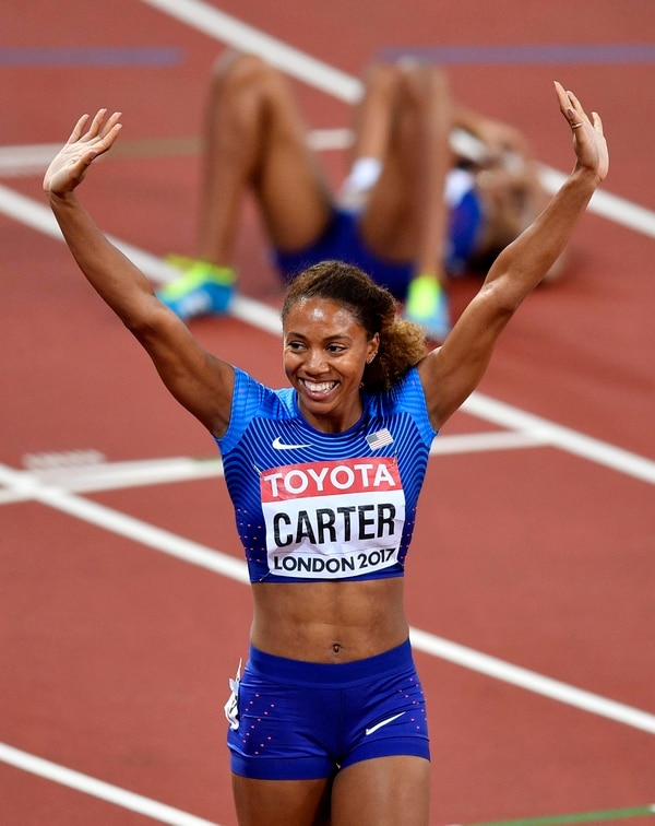 La estadounidense Kori Carter (AP Photo/Martin Meissner)