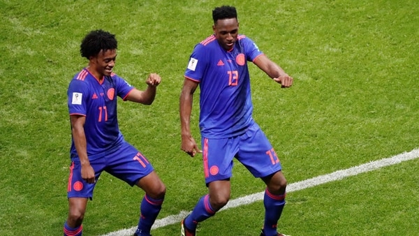 El baile de Juan Guillermo Cuadrado y Yerry Mina (Reuteres)