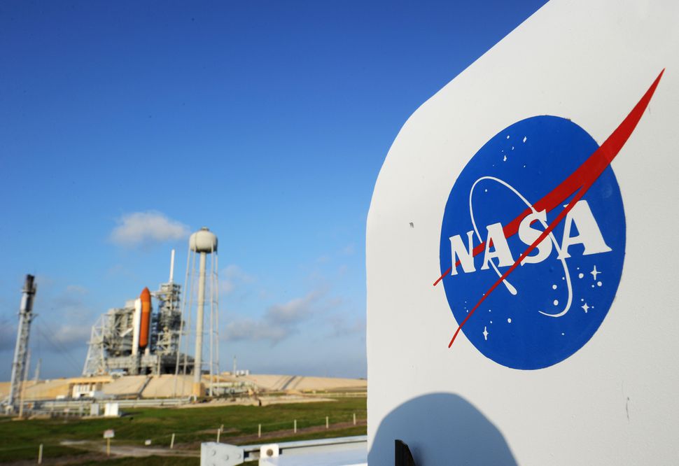 The NASA logo on a protective box for a
