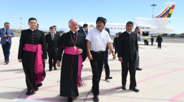 Arribo del presidente Evo Morales a Roma. | @MRE_Bolivia