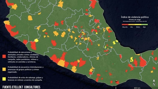 En el mapa de la violencia política destacan sobre todo los municipios de la zona sur