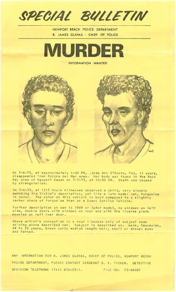 Un artista dibujó al presunto asesino después de los datos que habían aportado algunos de los testigos (Cortesía de Newport Beach Police Department)