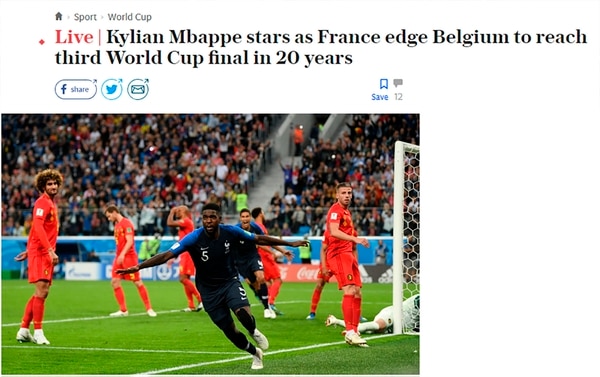 “Mbappé brilla mientras Francia supera a Inglaterra y alcanza su tercera final en 20 años” (The Telegraph, Inglaterra)