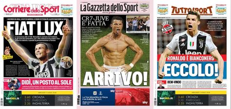 Los principales diarios italianos abrieron sus ediciones con el arribo de Ronaldo a Juventus