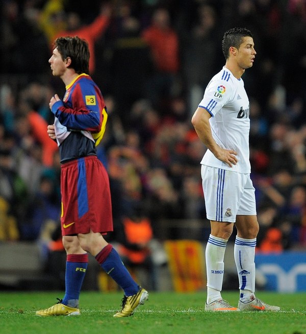 Messi y Cristiano durante un clásico español en 2010 (David Ramos/Getty Images)