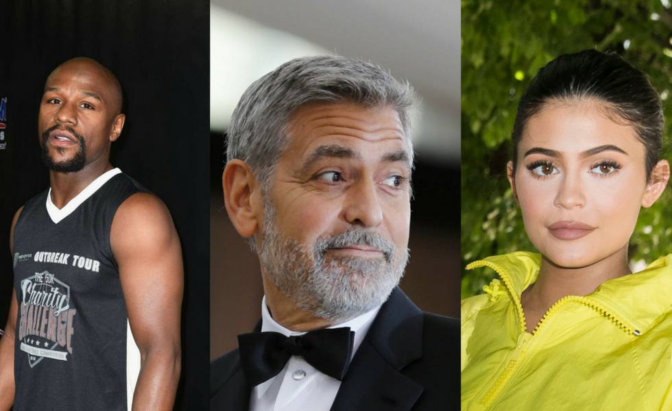 Floyd Mayweather, George Clooney y Kylie Jenner.