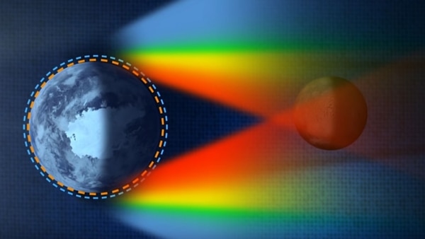 La atmósfera terrestre distorsiona los rayos de luz y crea una tonalidad rojiza en nuestro satélite natural