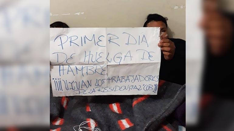 Trabajadoras en huelga de hambre en el hotel de la COB, el viernes. | Wilson Aguilar