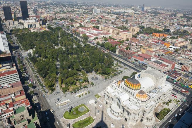 Vista aérea de la Alameda Central, Ciudad de México (México)
