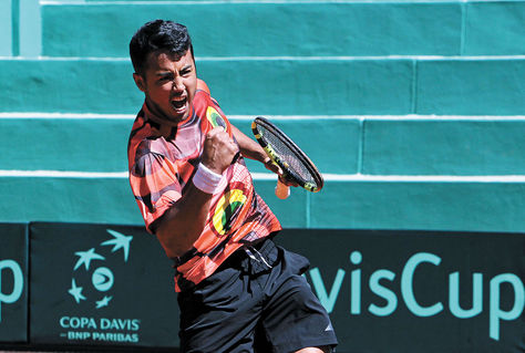 Hugo Dellien celebra una victoria, fue en el Futures paceño. Ayer ganó en EEUU. Foto: EFE