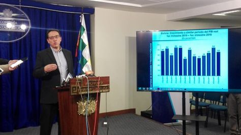 El ministro de Economía, Mario Guillén, en conferencia de prensa