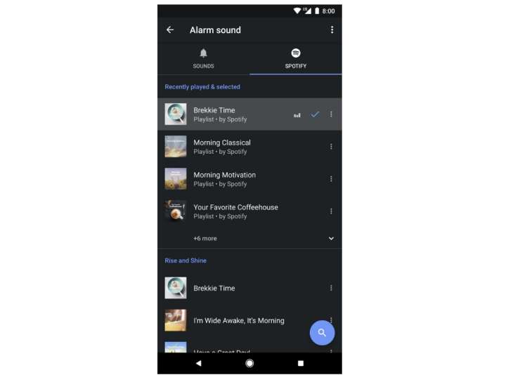 Integración de Spotify en la aplicación Reloj de Google