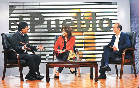 Conferencia. Evo Morales en el programa ‘El pueblo es noticia’, de la red estatal de medios de comunicación.