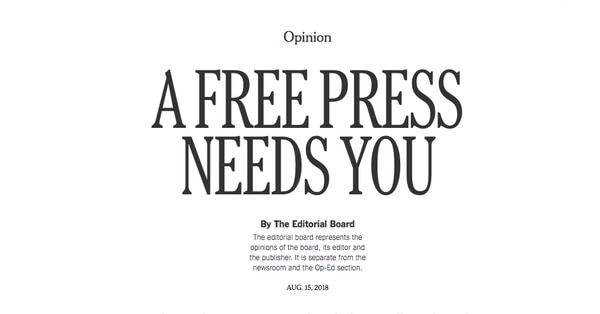“La prensa libre los necesita”, tituló su editorial The New York Times.