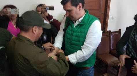 El alcalde de Cochabamba, José María Leyes, durante su audiencia, este lunes. Foto: Ángelica Melgarejo 