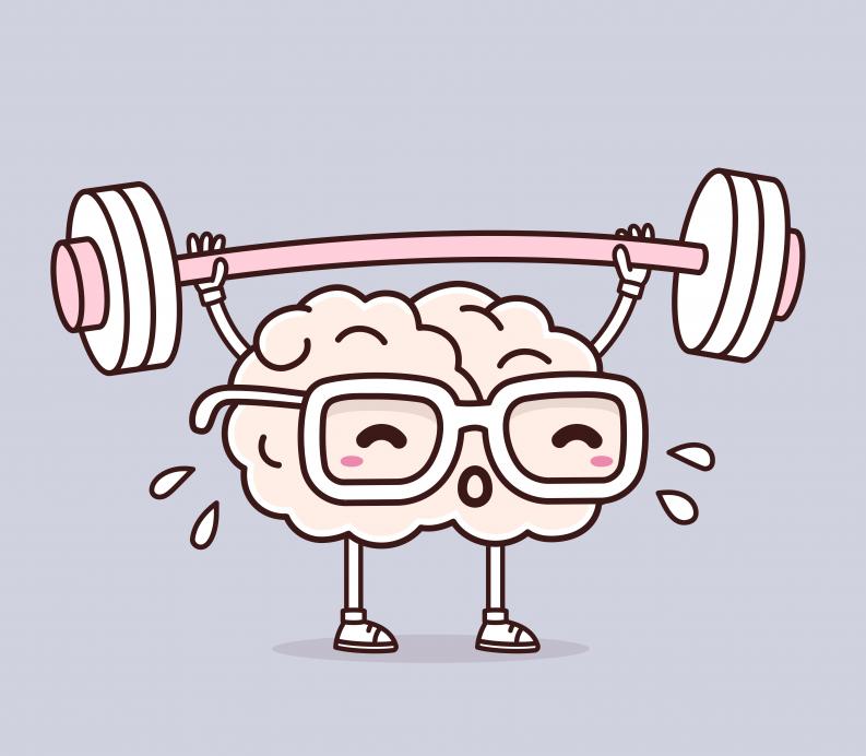 cerebro ejercicio pesas ilustracion