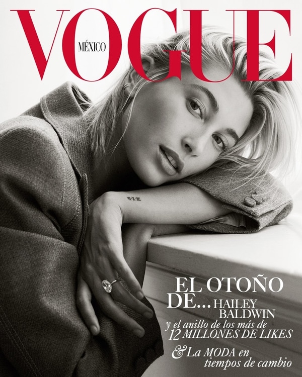 Hailey Baldwin en la portada de la edición de septiembre de Vogue México (Vogue México)
